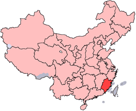 Fujian is highlighted on this map