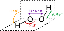 O–O bond length = 147.4 pm O–H bond length = 95.0 pm