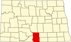 Map of North Dakota highlighting Emmons County.svg