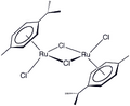 The diruthenium of cymene is readily cleaved by ligands to give monoRu half-sandwich derivatives.