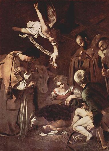 Caravaggio Nativity with San Lorenzo and San Francesco 1609.jpg