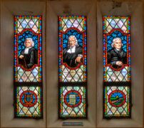 Stained glass window honouring the Wesleys and Asbury, at Lake Junaluska, North Carolina