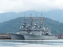 Two warships in dock