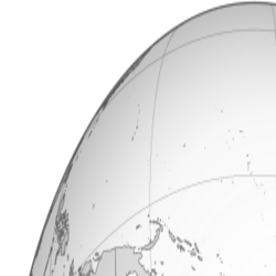 A map of the hemisphere centred on New Zealand, using an orthographic projection.