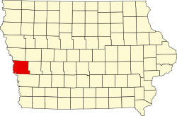 Map of Iowa highlighting Harrison County.svg