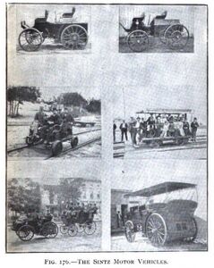 Sintz vehicles shown in Horseless Vehicles, Automobile, Motor Cycles by Gardner Dexter Hiscox, 1901