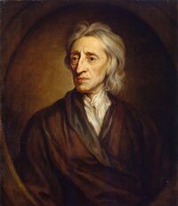 Oil painting of a man with long, gray hair wearing a dark brown cloak over a white shirt