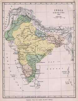 The Maratha Empire (yellow) in 1760
