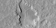 Close view of ridge networks, as seen by HiRISE under HiWish program Since some ridges are at the bottom of the depression, the ridges may be from a lower layer.