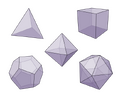 The five Platonic solids, whose classification forms the closing result of Euclid's Elements.