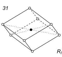 Black-white (antisymmetric) 3D Bravais Lattice number 31 (Rhombohedral system)