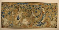 Song dynasty brocade depicting the Moon Goddess Chang'e and Attendants