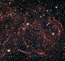 DEM L316A is located some 160,000 light-years away in the Large Magellanic Cloud.[61]