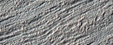 Close, color view of concentric crater fill, as seen by HiRISE under HiWish program