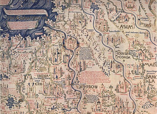 Ayutthaya is shown in the Fra Mauro map of the world (c. 1450) under the name "Scierno", derived from the Persian "Shahr-I-Naw", meaning 'New City'[87]