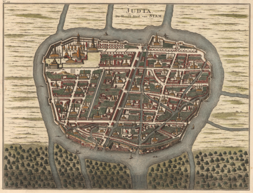 Map of Ayutthaya (Judia) during the golden age by Francois Valentijn 1726