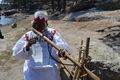 Lake Arereco in Chihuahua, Mexico, 21st century. Stick zither called a "chapareque", Native American instrument. Heterochord bar zither, using mouth for resonator.
