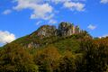 Seneca Rocks, a prominent single fin in eastern West Virginia, US.