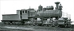 Russian Mallet locomotive Fita (Ө) series in 1905. Note piston valves on high-pressure cylinders and slide valves on low-pressure cylinders