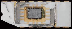 An Intel 4004 showing the silicon chip exposed