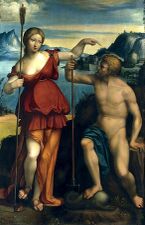 Poseidon and Athena battle for control of Athens by Benvenuto Tisi(1512)