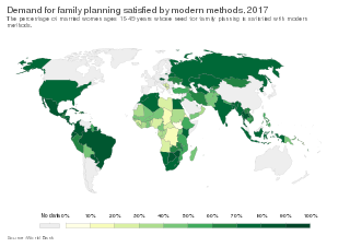 Demand for family planning satisfied by modern methods as of 2017.[132]