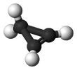 Ball and stick model of cyclopropene