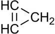 Skeletal formula of cyclopropene with implicit hydrogens shown
