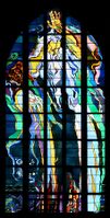 God the Creator by Stanisław Wyspiański, this window has no glass painting, but relies entirely on leadlines and skilful placement of colour and tone. Franciscan Church, Kraków, Poland (c. 1900)
