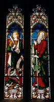 Detail, Apostles John and Paul, Hardman of Birmingham (1861–1867), typical of Hardman in its elegant arrangement of figures and purity of colour. St. Andrew's Cathedral, Sydney