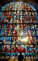 Large stained-glass window at the Basílica Nuestra Señora de Lourdes, located in Buenos Aires, Argentina