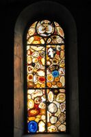 Thin slices of agate set into lead and glass by Sigmar Polke, Grossmünster, Zürich, Switzerland (2009)