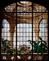 A trompe l'oeil glass (c. 1884), Eugène Stanislas Oudinot, design Richard Morris Hunt, for the home of Henry Gurdon Marquand, New York City.