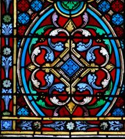 Skilled glass cutting and leading in a 19th-century window at Meaux Cathedral, France