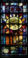 A late 20th-century window showing a graded range of colours. Ronald Whiting, Chapel Studios. Tattershall Castle, UK.