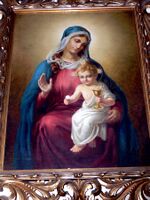 Mary Assumption parish church in Pühret (Neustift i.M., Upper Austria): Altar of Virgin Mary: Image of Madonna with Child (1900).