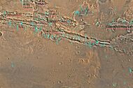 Map of Coprates quadrangle showing details of Valles Marineris, the largest canyon system in the Solar System. Some of the canyons may have once been filled with water.