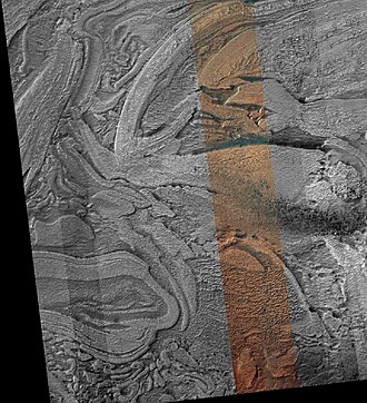 Twisted bands on floor of Hellas, as seen by HiRISE under HiWish program
