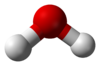 Ball-and-stick model of a water molecule