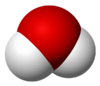 Space filling model of a water molecule