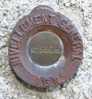 Bench mark at Saint Goussaud, Limousin, France, by Institut Géographique National