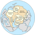Pannotia, 545 Mya (disputed[clarification needed]), centered on South Pole