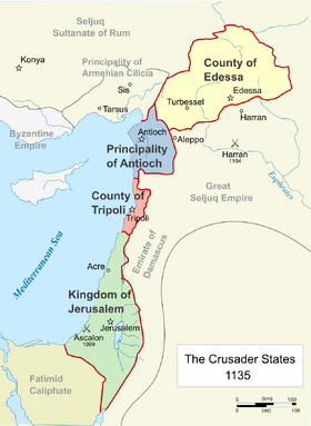 map of the Crusader States (1135)