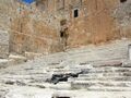 Remnants of the 1st century Stairs of Ascent, discovered by archaeologist Benjamin Mazar, to the entrance of the Temple Courtyard. Pilgrims coming to make sacrifices at the Temple would have entered and exited by this stairway.