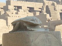 A large scarab statue at Karnak