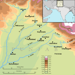 Location of Punjab in South Asia