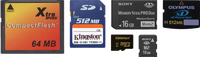 Top: CF, SD, Memory Stick Pro Duo, xD card; Bottom: MicroSD, Memory Stick Micro (M2)