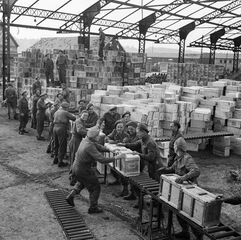 Sorting supplies in Dieppe, 1944