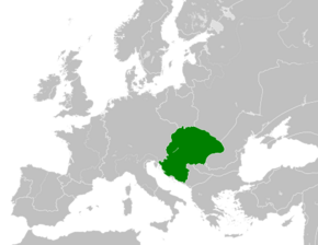 The Kingdom of Hungary (green) in 1190