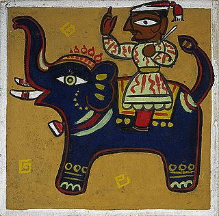 Jamini Roy Man and Elephant 1930s.jpg